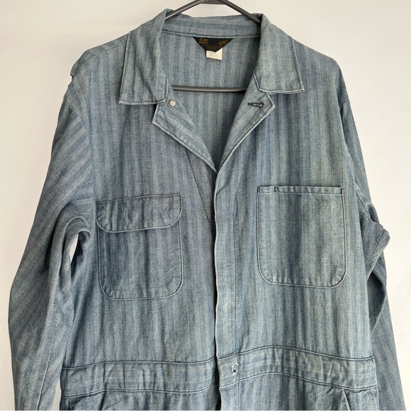 HOST PICK 1960 Railroad Stripe Denim coveralls mechanic workwear jumpsuit 42L - Picture 5 of 16